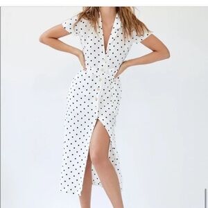 Aritzia White and Black Wrap Maxi Dress with Plunge Neckline